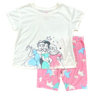 Disney Girls Cinderella Jasmine & Ariel Pink Pajamas Shorts & Tee Sleep Set 8