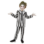 Boys Beetlejuice Jumpsuit With Faux Jacket & Tie Halloween Costume