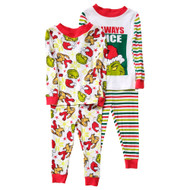 Infant & Toddler Boys White 4-Piece Grinch Christmas Holiday Pajama Set