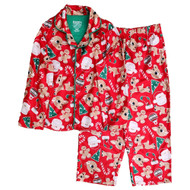 Boys Red Rudolph The Red Nosed Reindeer Flannel Christmas Pajama Sleep Set