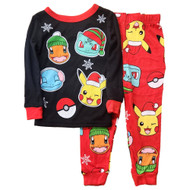 Pokemon Boys Black & Red Pikachu Christmas Pajamas Shirt & Sleep Pants Set