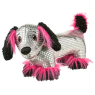 Valentines Day Silver & Pink Disco Weiner Dog Stuffed Animal 18" Long Plush Pup