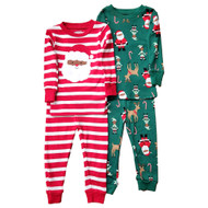 Carters Infant & Toddler Boys Dark Santa 4-Piece Christmas Pajama Set