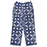 Liz Claiborne Womens Blue & White Floral Mid-Rise Trousers Pull-On Pants