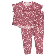 Womens Pink Tie Dye Pajamas Knit Tee Shirt & Jogger Pants Sleep Set