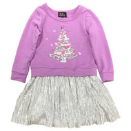 Girls Lavendar Sweatshirt Dress Sequins Sparkly Christmas Holiday 4