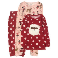 Carters Infant & Toddler 4pc Black Santa Claus Pajamas Christmas Sleep Set