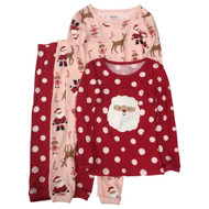 Carters Infant & Toddler 4pc White Santa Claus Pajamas Christmas Sleep Set
