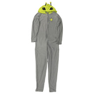 Mens Plush Gray & Green Alien Pajamas Blanket Sleeper Hoodie Union Suit S/M