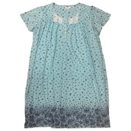 Womens Lightweight Blue Floral Cap Sleeve Nightgown Night Gown 4X