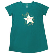 Womens Teal Blue Sparkle Star Nightgown Sleepshirt Sleep Shirt L/XL
