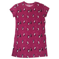 Womens Hot Pink Penguin Themed Nightgown Sleepshirt Sleep Shirt L/XL