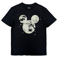 Disney Mens Black Mickey Mouse Ear Moon Halloween Graphic T-Shirt Small