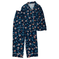 Liz Claiborne Womens Blue Floral Pajamas Knit Button Front Sleep Set