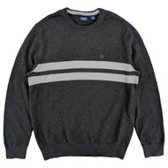 Chaps Mens Gray Stripe Classic-Fit Long Sleeve Crewneck Sweater