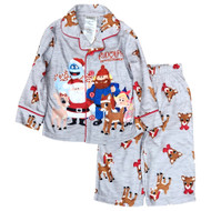 Infant & Toddler Boys Gray Flannel Christmas Rudolph Pajamas Sleep Set