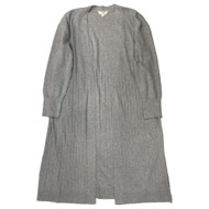 Womens Plus Lightweight Gray Ribbed Open Front Duster Cardigan Sweater