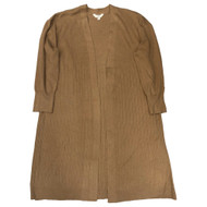 Womens Plus Lightweight Tan Ribbed Open Front Duster Cardigan Sweater