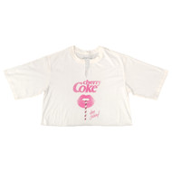 Womens Off White Cherry Coca' Cola Coke Crop Top Tee Shirt T-Shirt