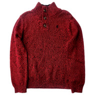 Izod Boys Red & Black Fleck Button Collar Cotton Sweater