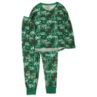 Womens Green Merry Christmas Holiday Pajamas Joggers & Top Sleep Set