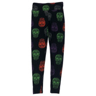 Womens Rainbow Skull Print Halloween High Rise Leggings Stretch Pants