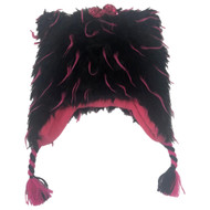 Total Girl Fuzzy Plush Black & Pink Trapper Hat