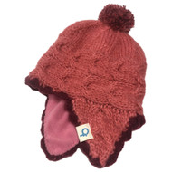 Girls Pink Loose Knit Fleece Lined Trapper Hat