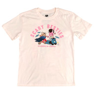 Junior Womens Pink Care Bears Scaring Is Caring Tee Shirt T-shirt