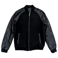 Shaquille O'Neal XLG Big & Tall Men's Black Full-Zip Varsity Jacket