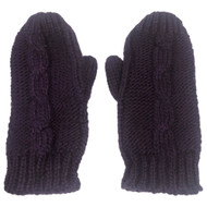 Girls Purple Sparkle Knit Mittens Fleece Lined