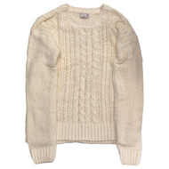 Womens Plush Off White Cable Knit Chenille Sweater XS