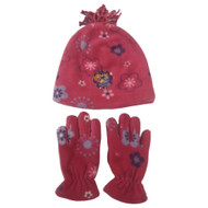 Disney Princess Girls Pink Fleece Beanie Stocking Cap Hat & Gloves Set