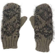 Madden Girl Womens Brown Geometric Print Eyelash Knit Mittens