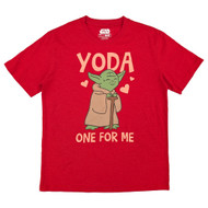 Star Wars Mens Red Short Sleeve Yoda One For Me Valentine's Day T-Shirt