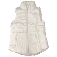 Girls Quilted White Zip Front Vest Jacket