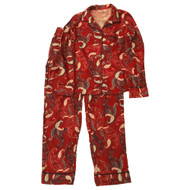 Liz Claiborne Womens Red Paisley Flannel Pajamas Button Front Sleep Set