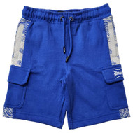 Boys Blue & Gray Dogg Supply Soft Pull On Sweat Shorts With Cargo Pockets