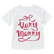 Cat & Jack Girls Cream Short Sleeve Very Merry Christmas T-Shirt Tee Shirt