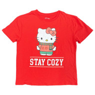Hello Kitty Girls Red Keep Cozy Holiday Tee Shirt T-Shirt