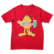 Nickelodeon Boys Red Patriotic Garfield Short Sleeve T-Shirt Tee