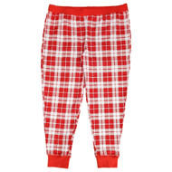 Womens White & Red Plaid Thermal Knit PJ Pajama Sleep Bottoms