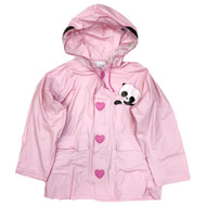 Toddler Girls Light Pink Panda Rain Coat Hooded Rain Jacket Girls Size 4T-5T