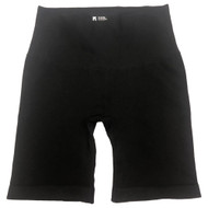 Womens Black Ribbed Seamless Wicking Athletic Body Sculpting Shorts