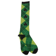 Womens Green Argyle Knee Socks Clover Themed St Patricks Day