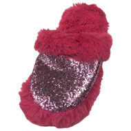 Girls Plush Fuzzy Pink Sparkle Slippers Scuffs House Shoes