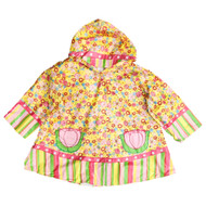 Toddler Girls Yellow flower Rain Coat Hooded Rain Jacket Toddler Girls One Size