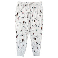 Womens White Soft Winter Ski Sleep Pants Pajama Bottoms