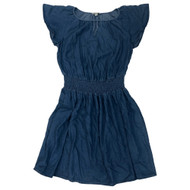 Womens Blue Chambray Denim Look Cap Sleeve A-Line Dress