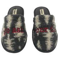 Dearfoams Womens Plush Fuzzy Gray Go Ask Your Dad Slippers Suffs